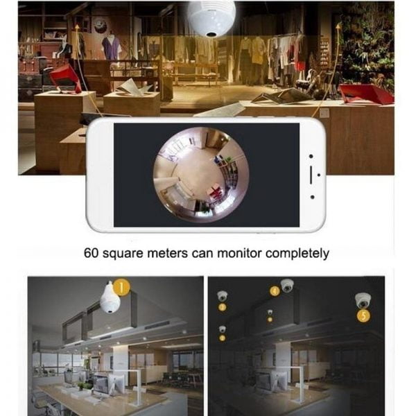 Generic Nanny Camera , Panoramic 1080P 360 Degree Night Vision , Wifi Light Bulb Camera